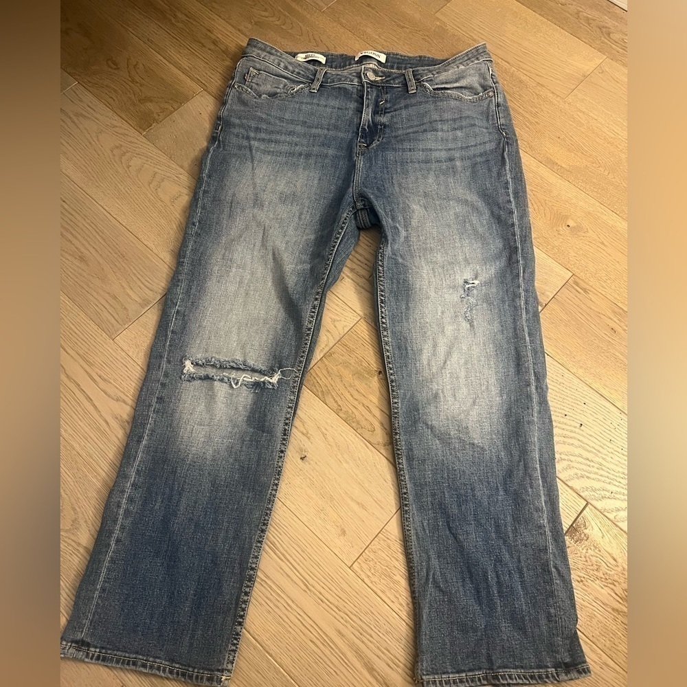 Vigoss Stevie Crop Straight Distressed Light Wash Jeans, Size 30